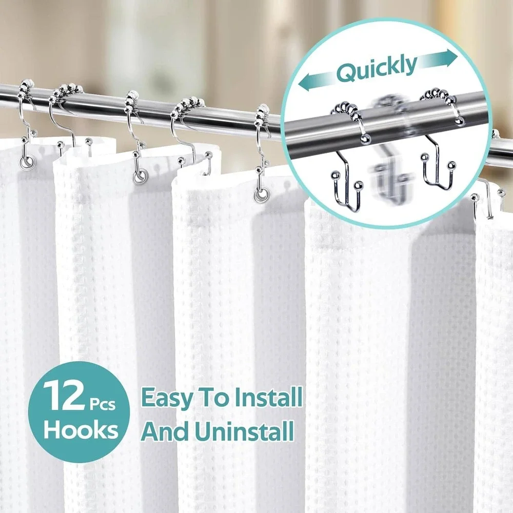 Vipfree 3 in 1 Shower Curtain Set White 72
